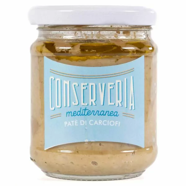 Patè Di Carciofi Coltivati Da Conserveria Mediterranea E Lavorati Con Metodi Tradizionali. Coltivati Artigianalmente in Cilento E Raccolti a Mano