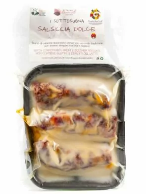 Salsiccia dolce del Vallo di Diano - Presìdio Slow Food - vaschetta sottosugna 300g