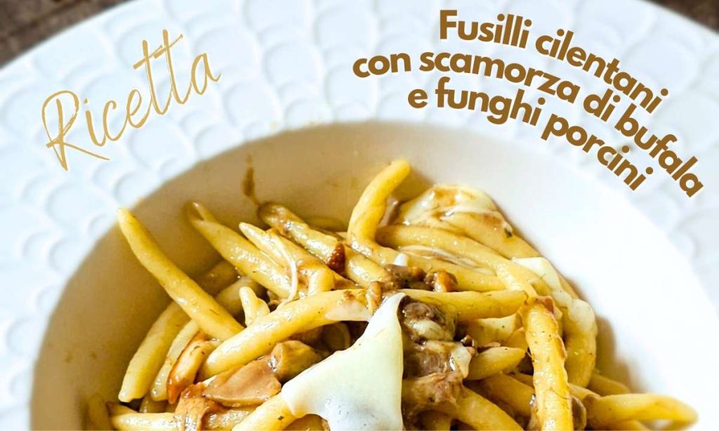 Ricetta fork in travel con fusilli cilentani scamorza di bufala, funghi porcini, e vino fiano Paestum. Una vera delizia per il palato