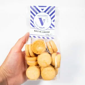 Baci Di Dama Con Farina Di Mandorla Di Sicilia E Riso Vercellese Con Cioccolato Al Limone. Prodotti Artigianalmente Da Valerio Volpe Pasticceria E Sfizi