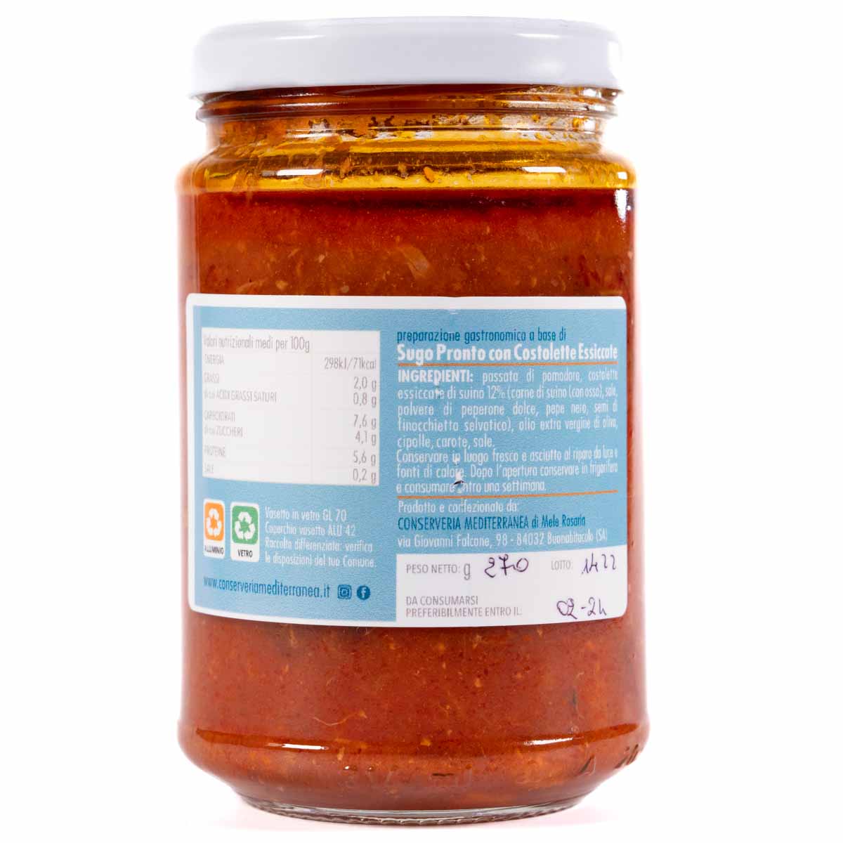 Sugo di Costolette essiccate Conserveria Mediterranea con costolette Norcineria Bianculli